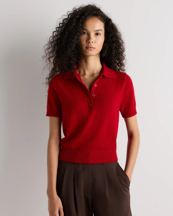 Mongolian Cashmere Short Sleeve Polo - XS / Oatmeal