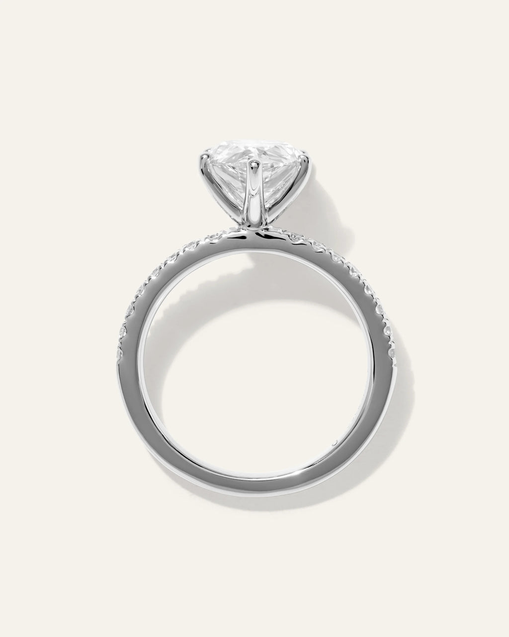 Lab Grown Diamond Pear Petite Pave Engagement Ring - 3ct - 4 / Yellow Gold
