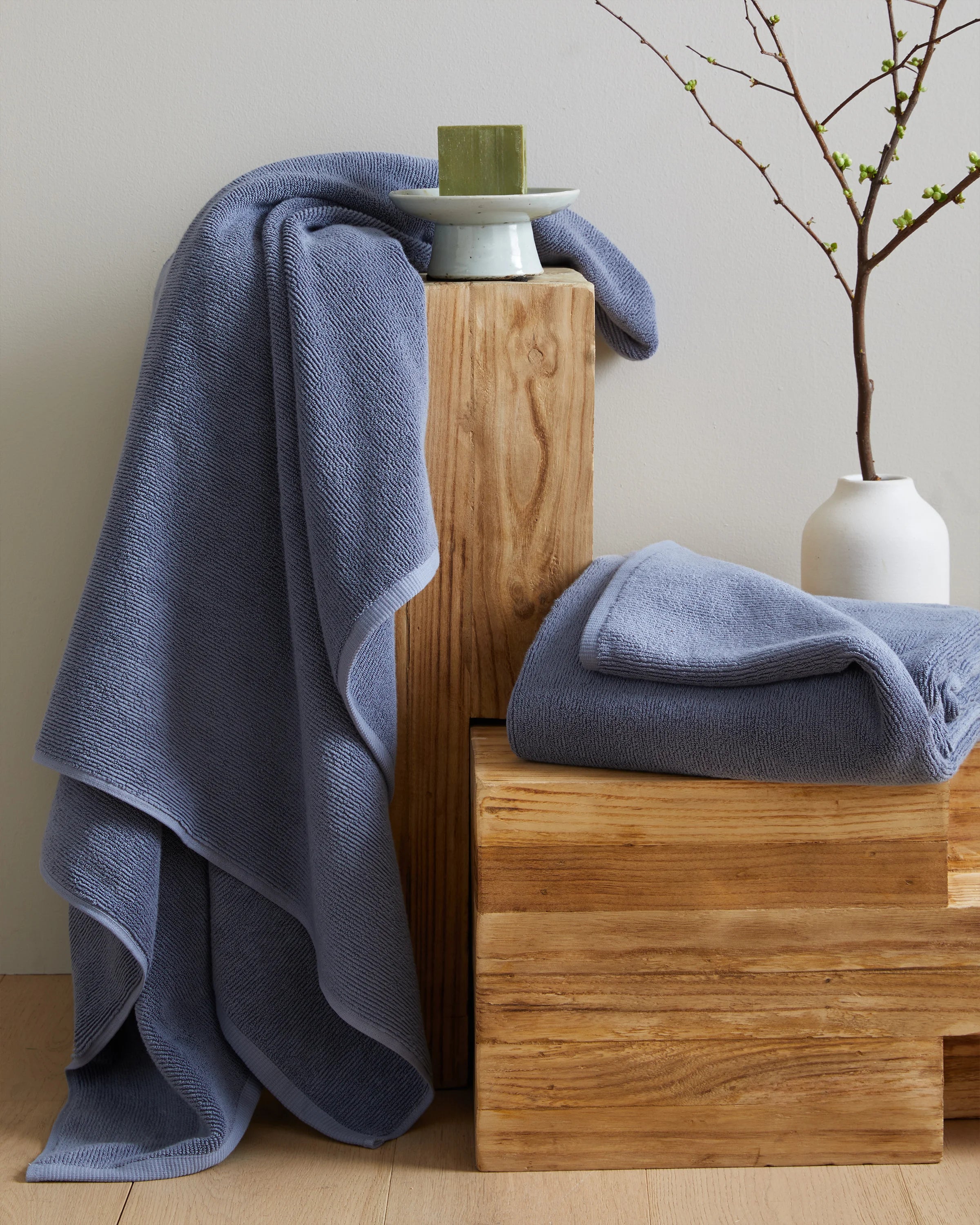 Turkish Ribbed Quick Dry Bath Sheet (Set of 2) - One Size / Mineral Secondary image