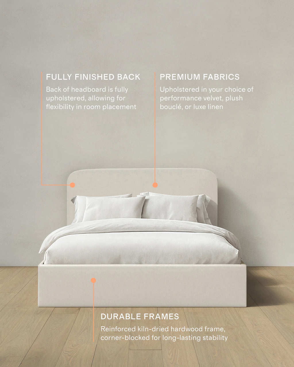 Curved Bed in Performance Linen - Full / Ivory
