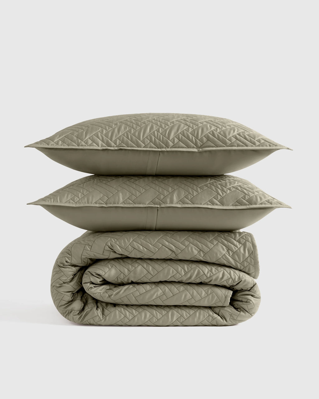 Organic Cotton Basketweave Quilt Set - Twin / Mineral