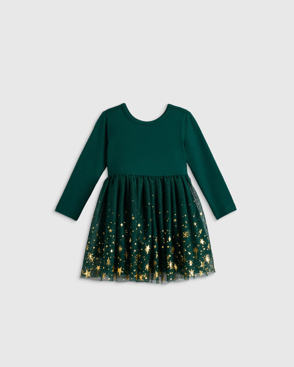 Shimmer Tulle Dress - 3-6M / Forest Green