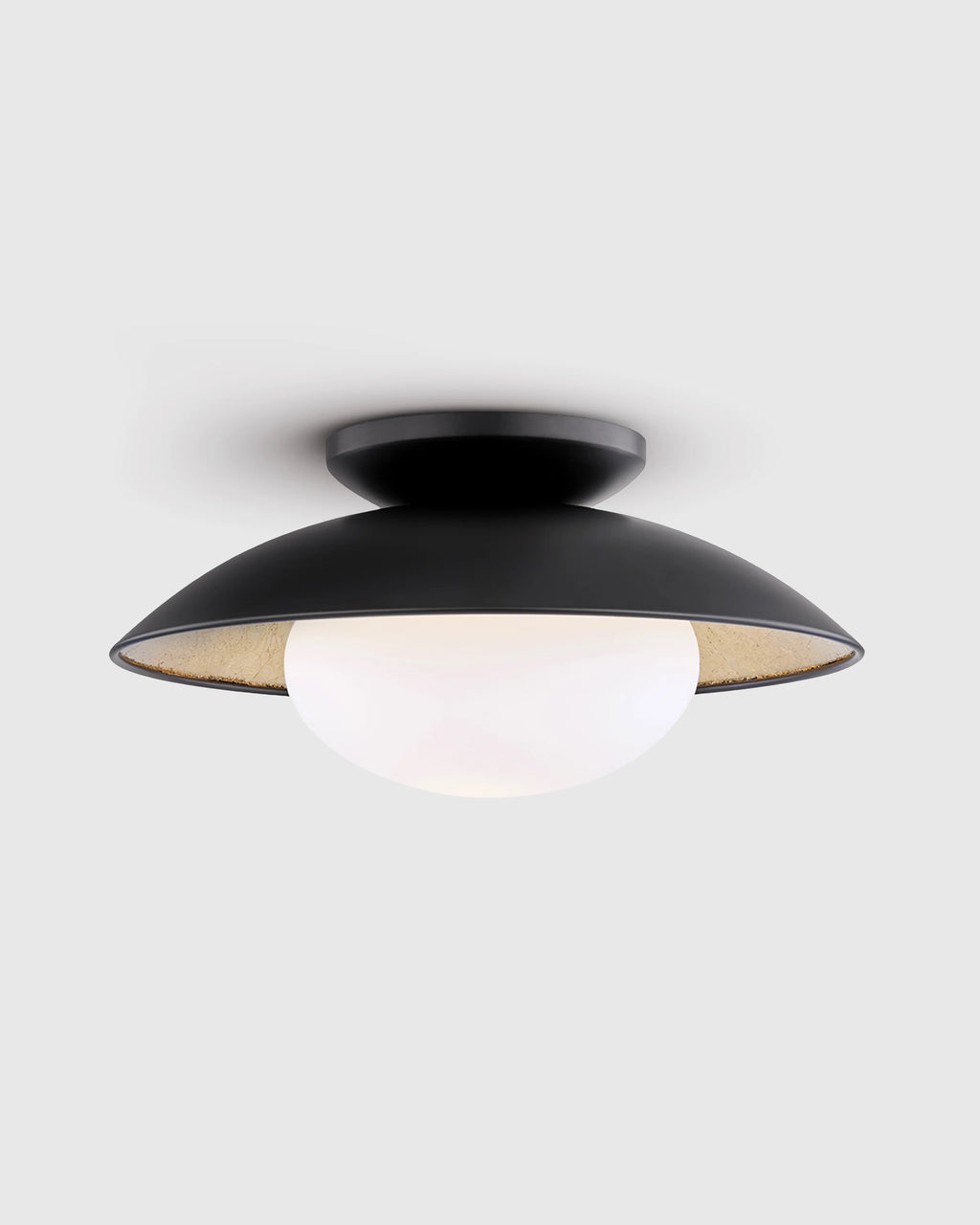 Steel and Gold Foil Flush Mount - One Size / White