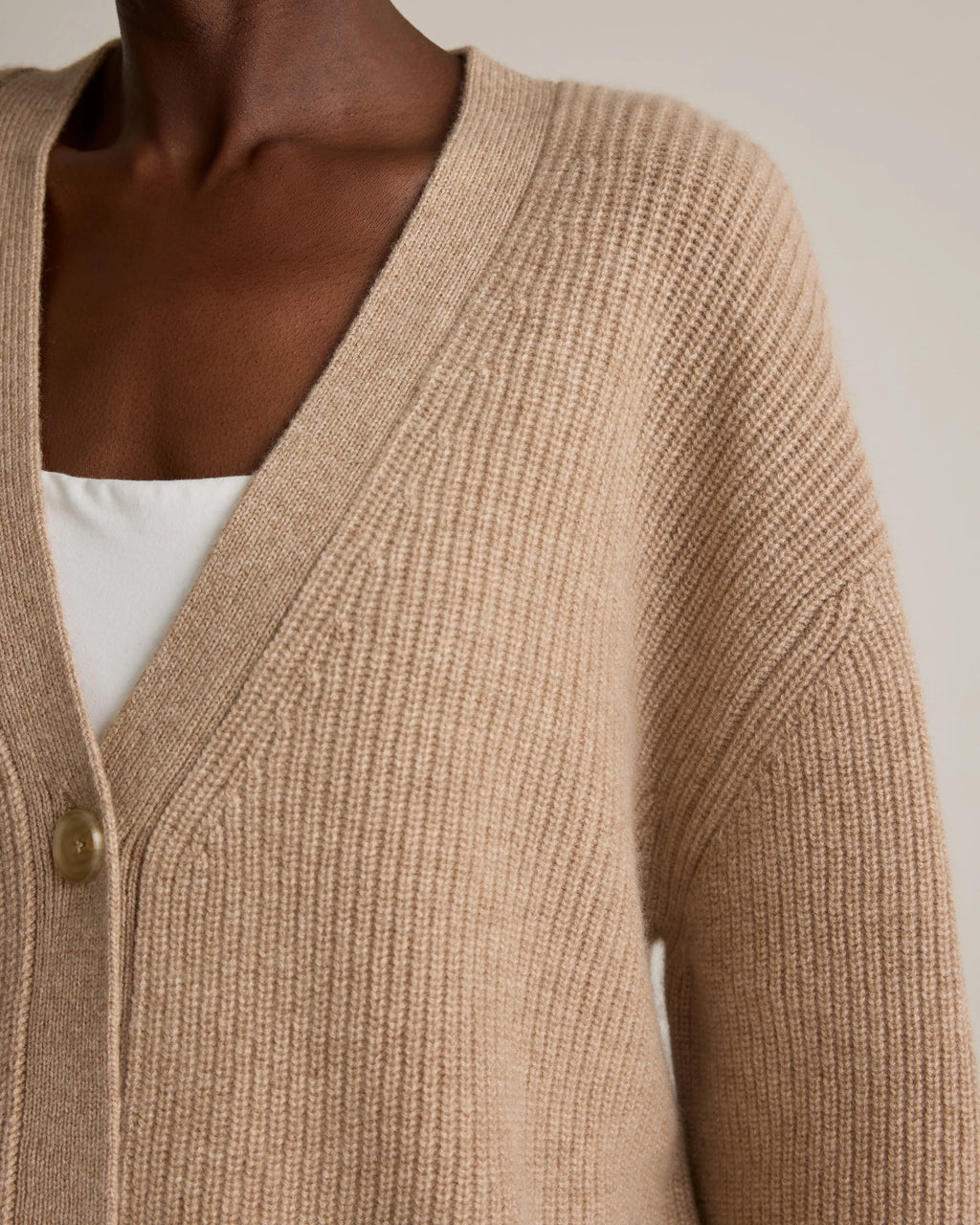 Mongolian Cashmere Oversized Boyfriend Cardigan Sweater - XS / Brown