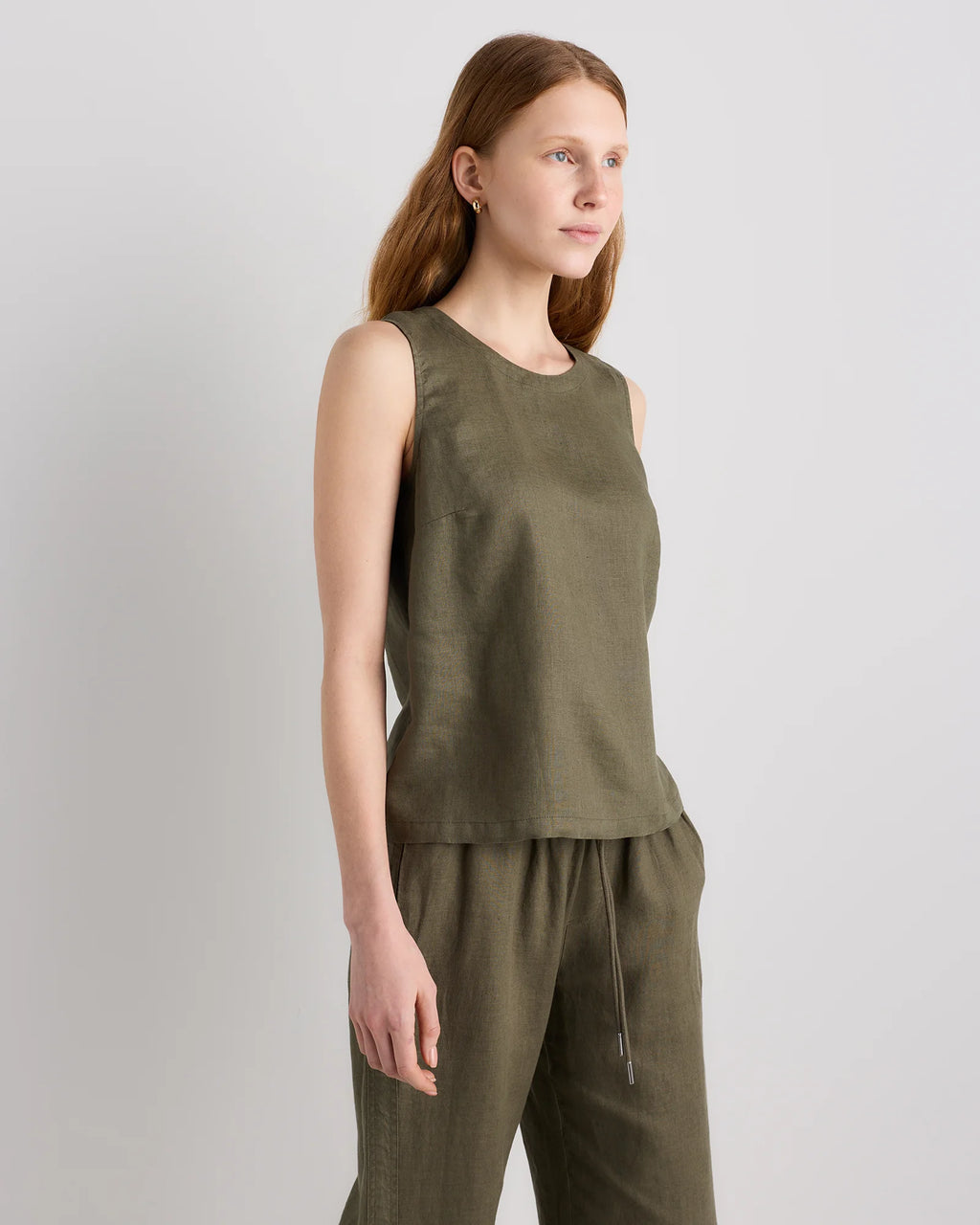 100% European Linen Tank - XS / Black