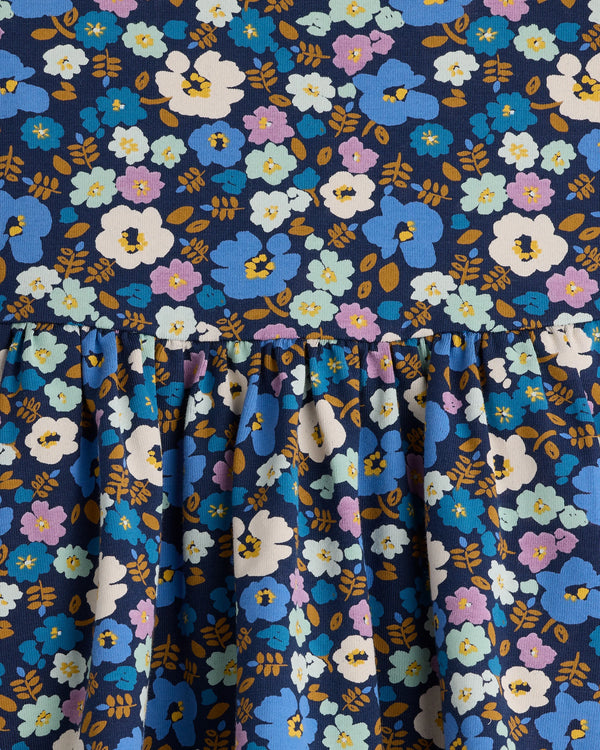 Organic Cotton Long Sleeve Skater Dress - 0-3M / Flower Buds
