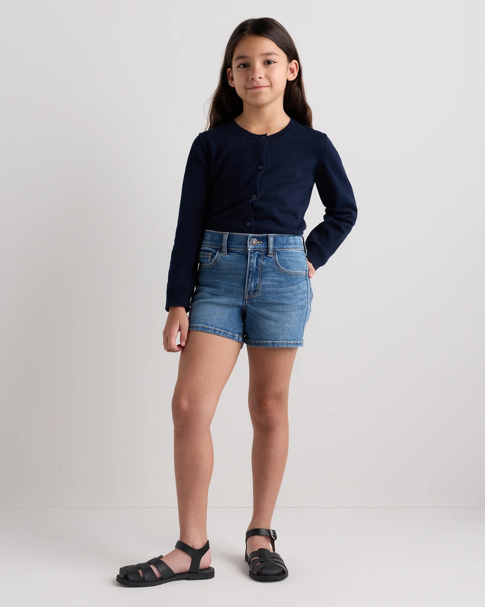 Girls Stretch Denim Short - 6 / Medium Wash Secondary image