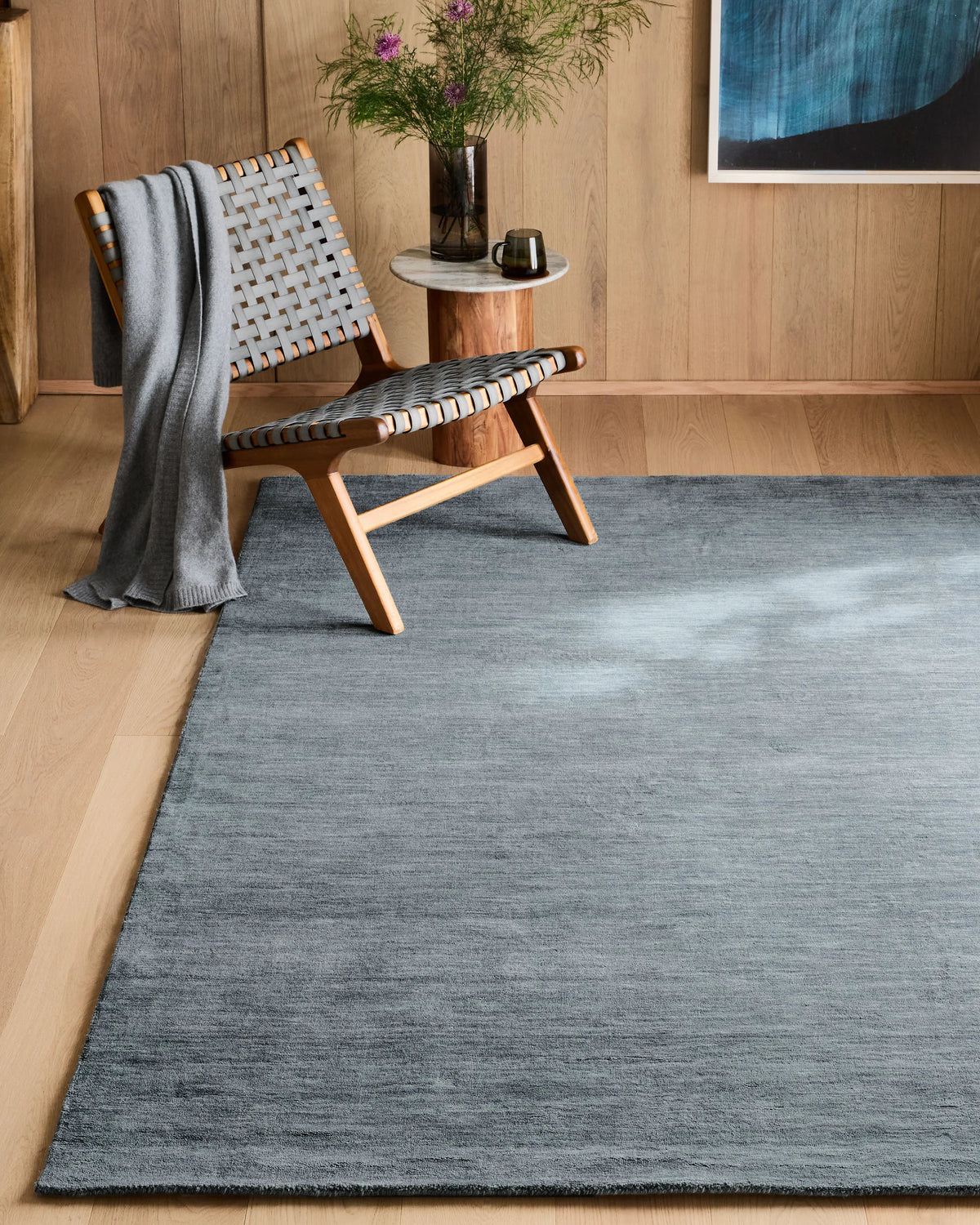 Wells Hand-Loomed Wool Rug - 5' x 8' / Blue Main image