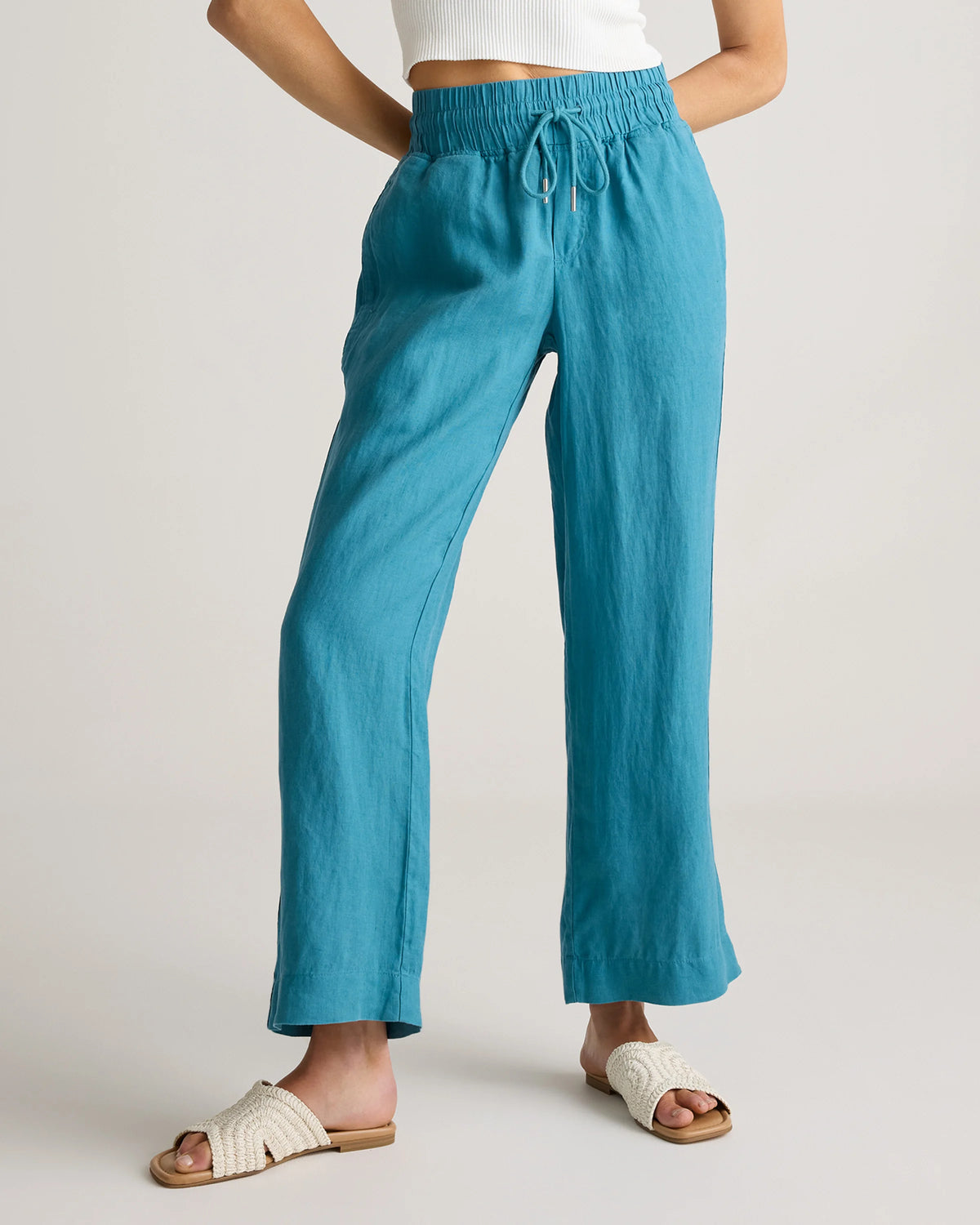 100% European Linen Wide Leg Pants - XS / Flax