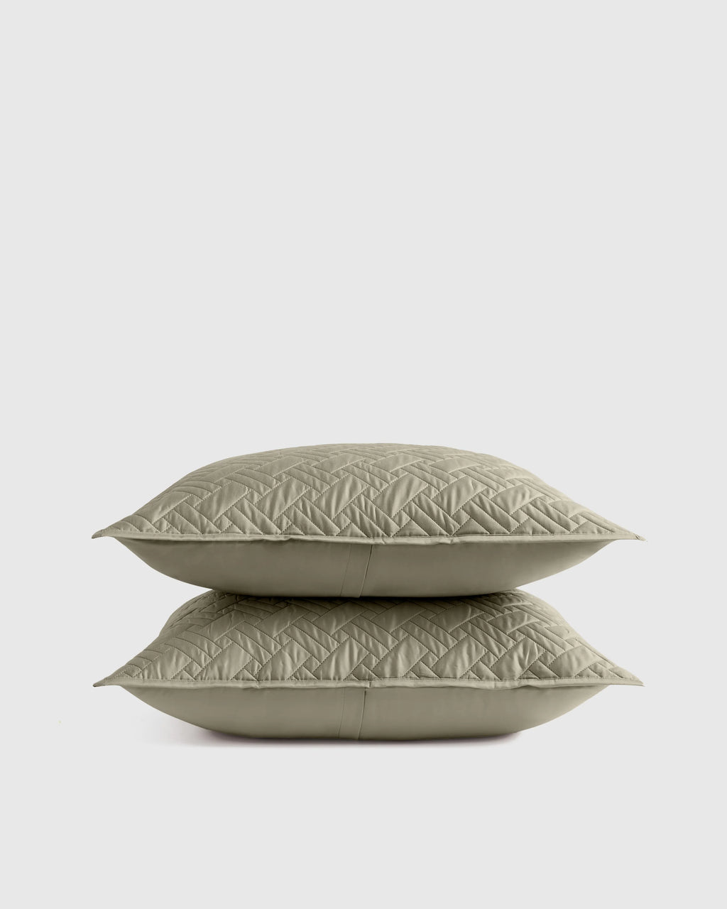 Organic Cotton Basketweave Quilted Sham Set - Standard / Mineral