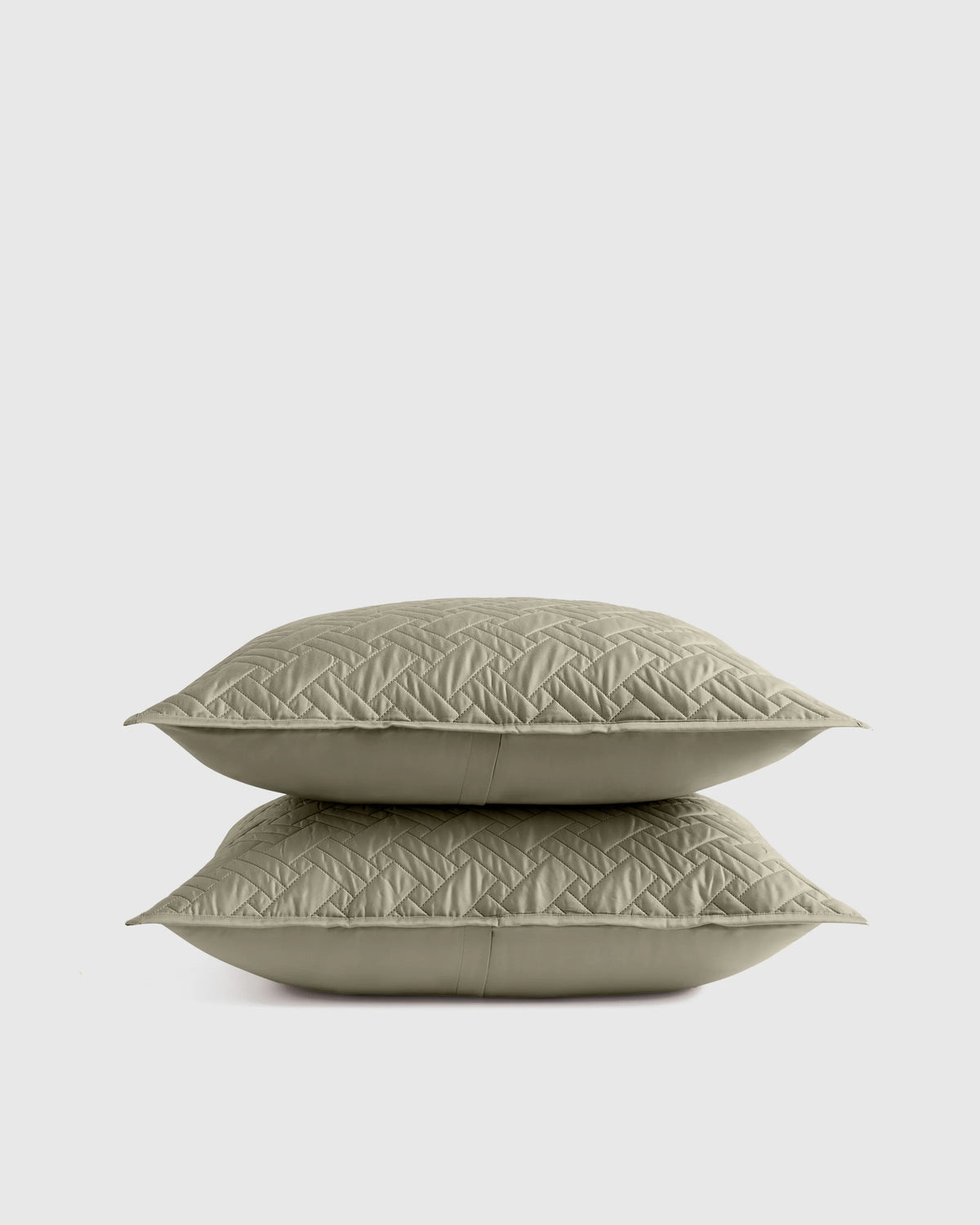 Organic Cotton Basketweave Quilted Sham Set - Standard / Mineral