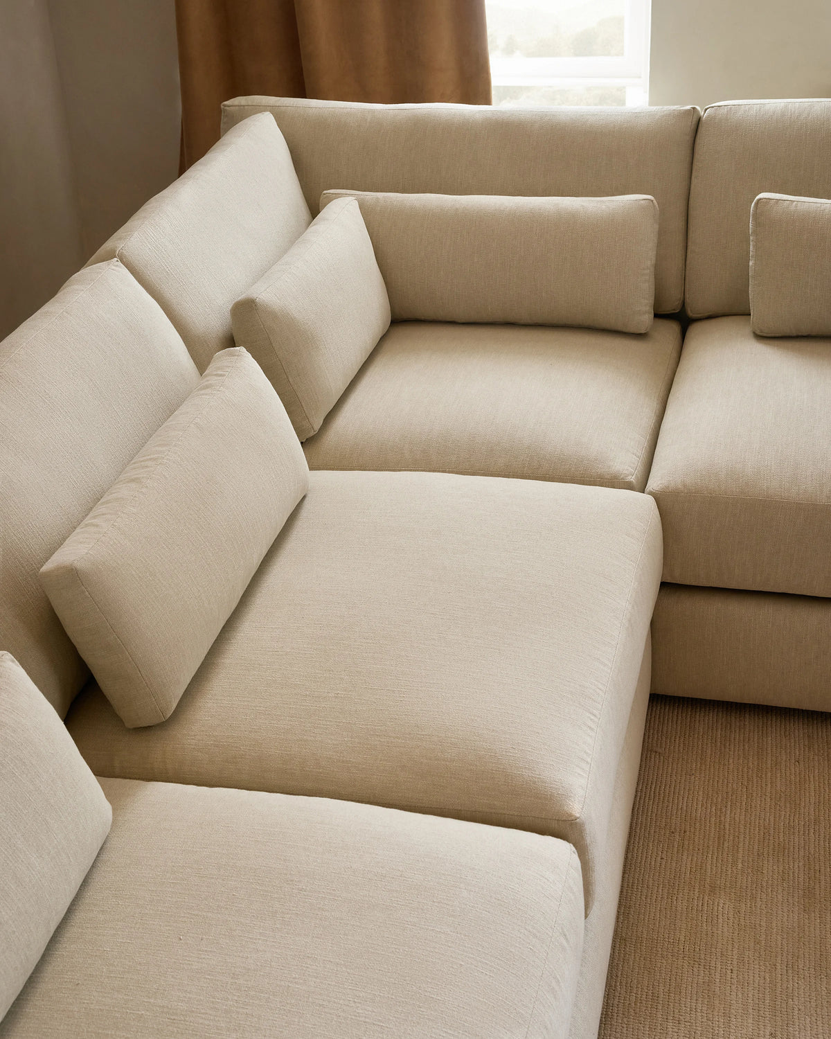 Ashford Deep Seat L Sectional in Performance Chenille Linen Blend - 119x119 / Sorrell