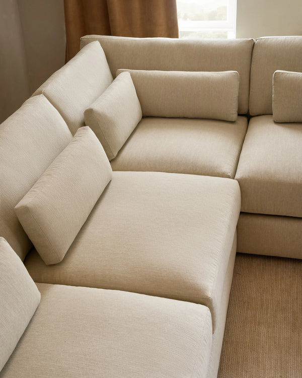 Ashford Deep Seat L Sectional in Performance Chenille Linen Blend - 119x119 / Sorrell