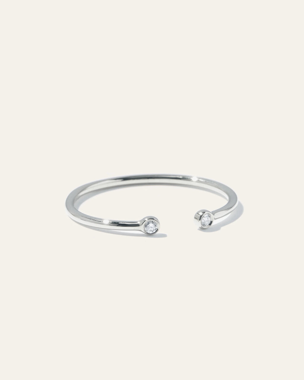 14K Gold Diamond Bezel Open Ring - 4 / White Gold