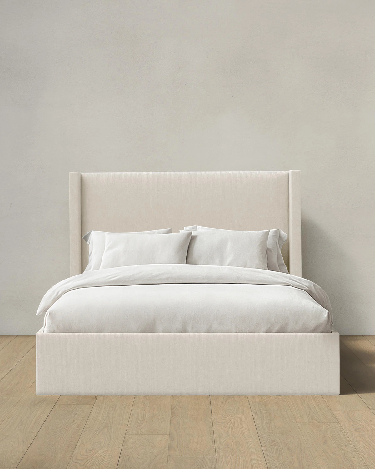 Wingback Bed in Performance Linen Blend - Full / Ivory Main image