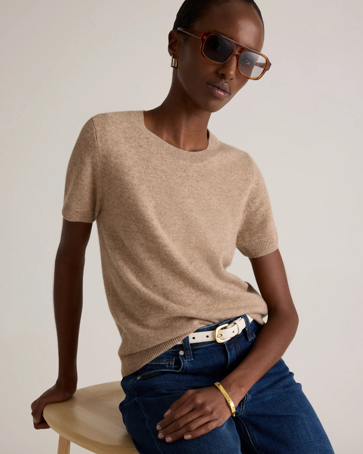 Mongolian Cashmere Tee - XS / Pale Custard Yellow