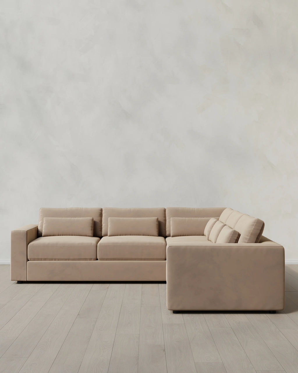 Ashford Deep Seat L Sectional in Performance Velvet - 119x119 / Taupe