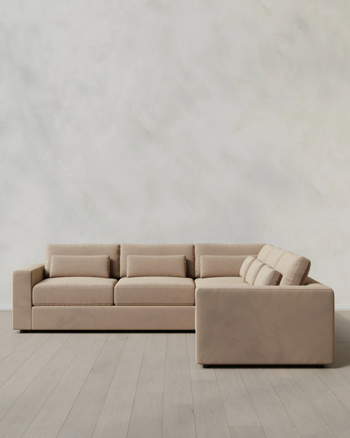Ashford Deep Seat L Sectional in Performance Velvet - 119x119 / Taupe
