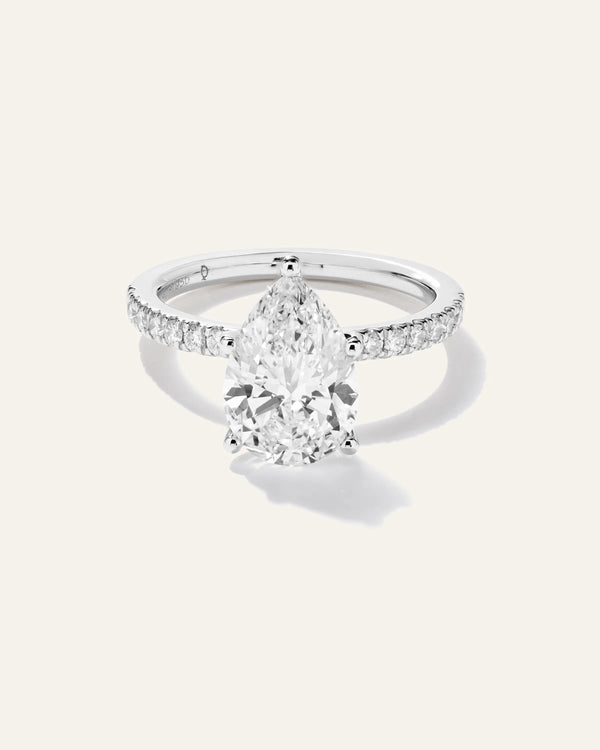 Lab Grown Diamond Pear Petite Pave Engagement Ring - 3ct - 4 / Yellow Gold