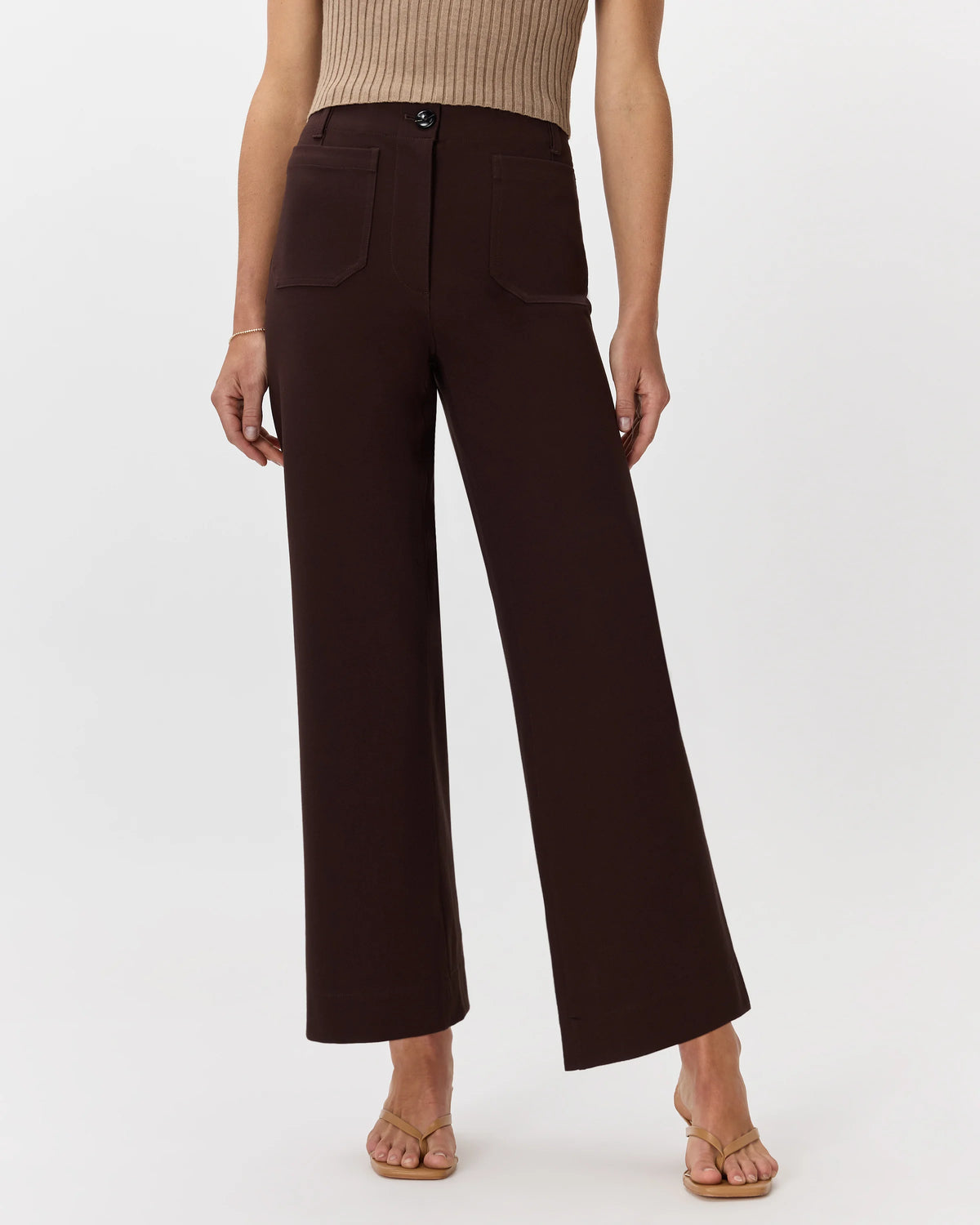 Ultra-Stretch Ponte Cropped Wide Leg Pants - 0 / Espresso Main image