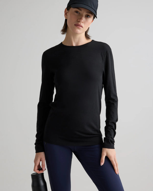 100% Merino Wool All-Season Long Sleeve Base Layer - XS / Black