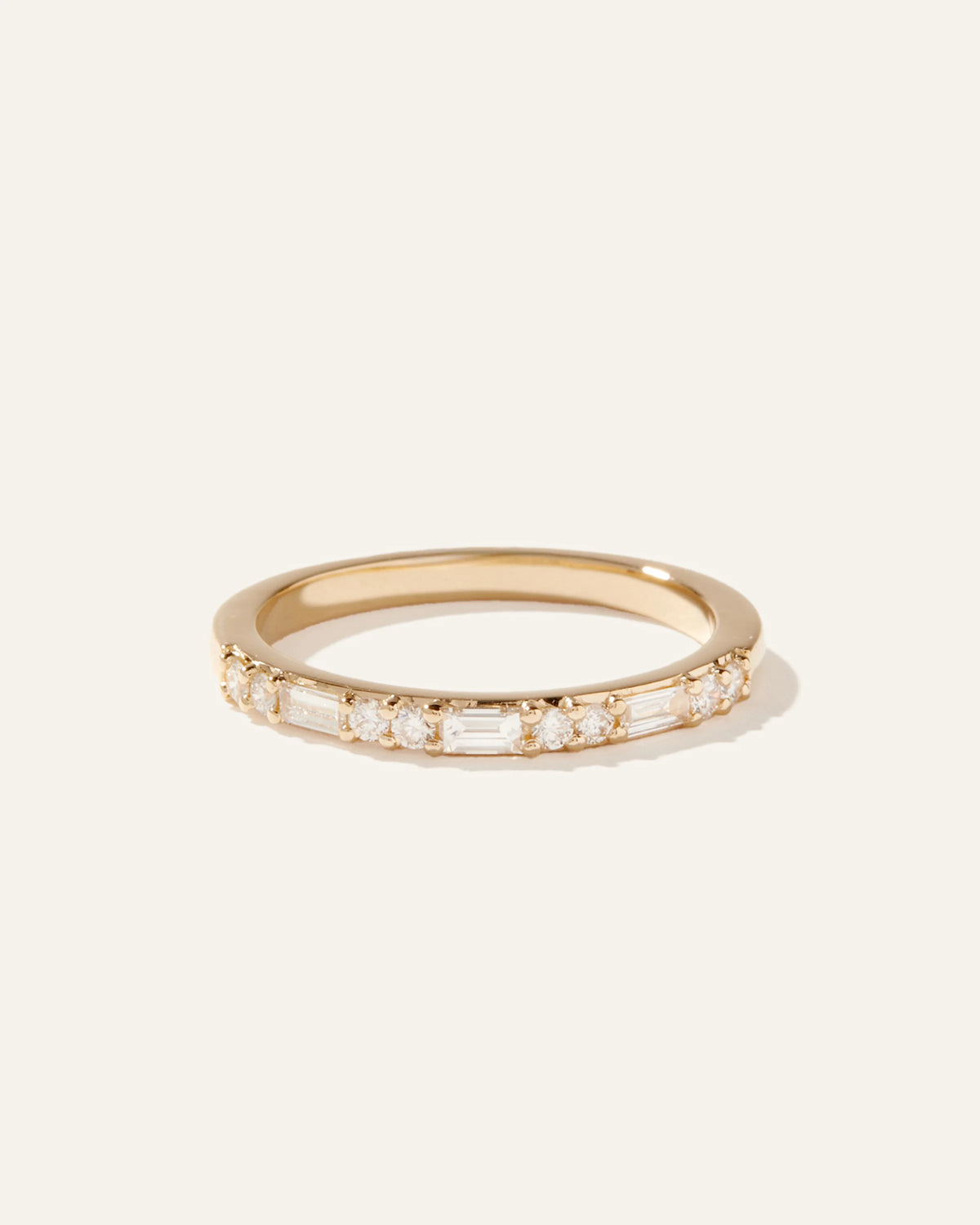 14K Gold Lab Grown Diamond Alternating Baguette & Round Band - 4 / Yellow Gold Main image