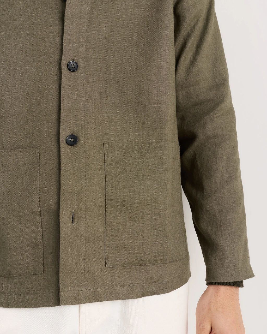 100% European Linen Chore Jacket - S / Flax