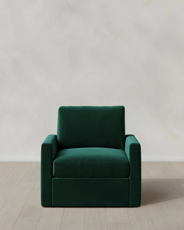 Brennan Swivel Chair in Performance Velvet - 32" / Rust