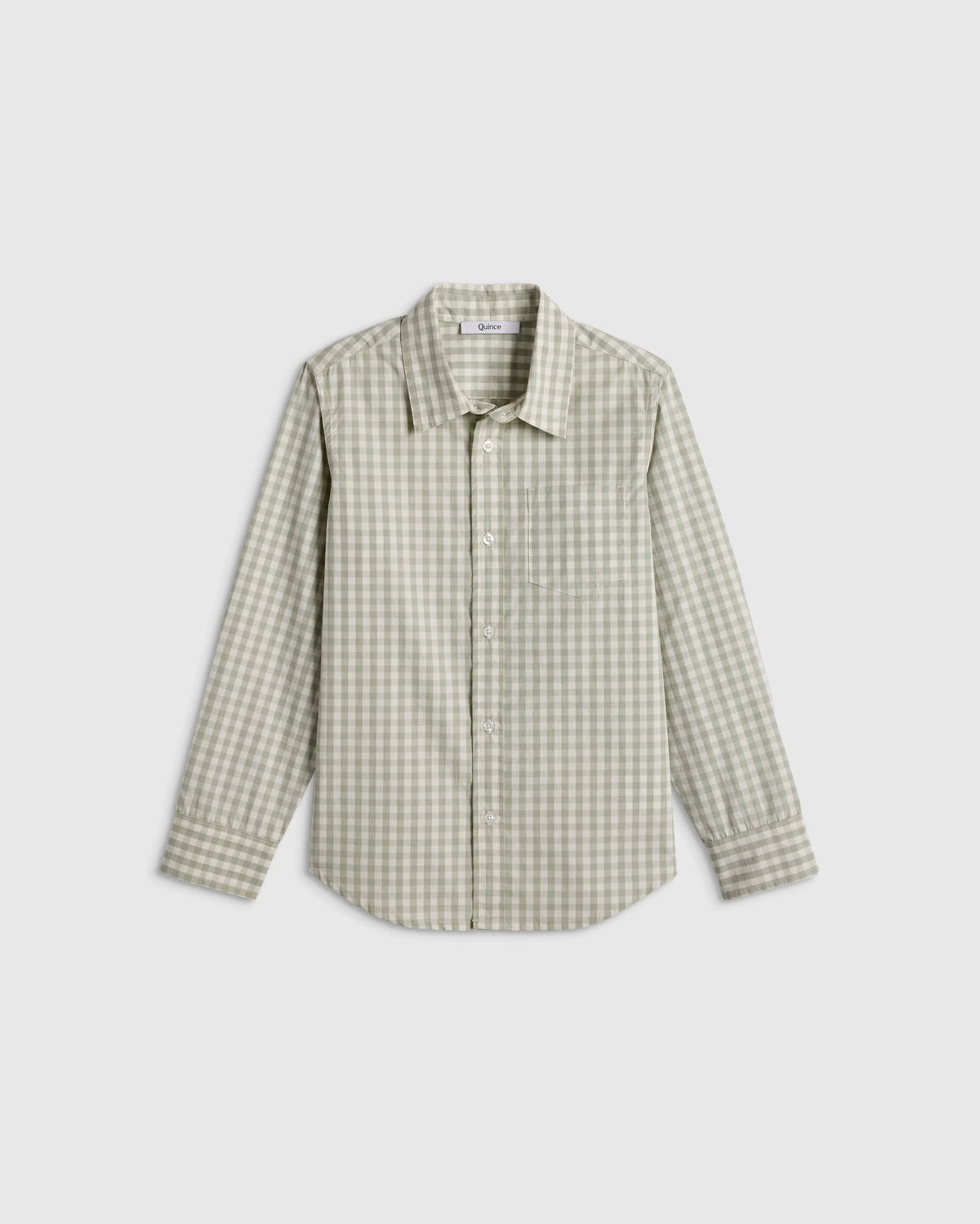 100% Cotton Poplin Printed Long Sleeve Button Down - 2T / Sage Gingham Main image