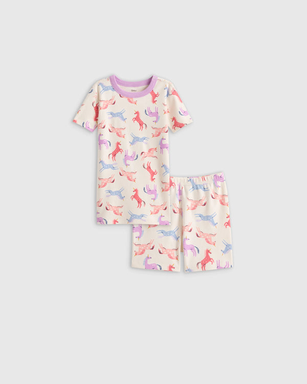 100% Organic Cotton Short Sleeve and Shorts Pajama Set - 2T / Navy Stripe
