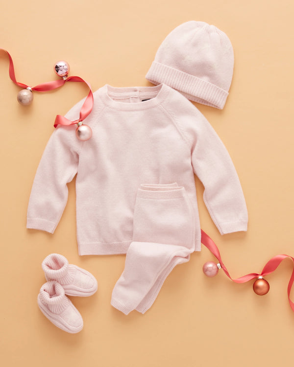 Washable Cashmere Beanie & Bootie Set - 0-6M / Heather Grey