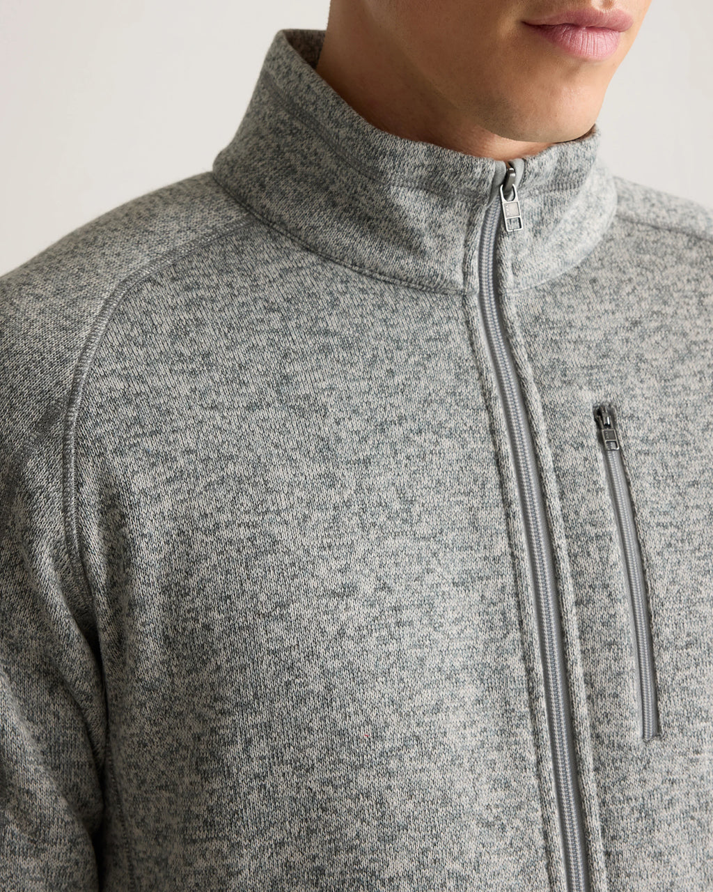 Sweater-Knit Fleece Full-Zip Jacket - XS / Heather Mineral Green