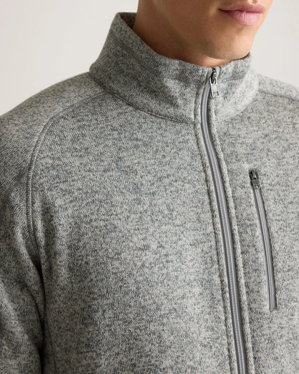Sweater-Knit Fleece Full-Zip Jacket - XS / Heather Mineral Green
