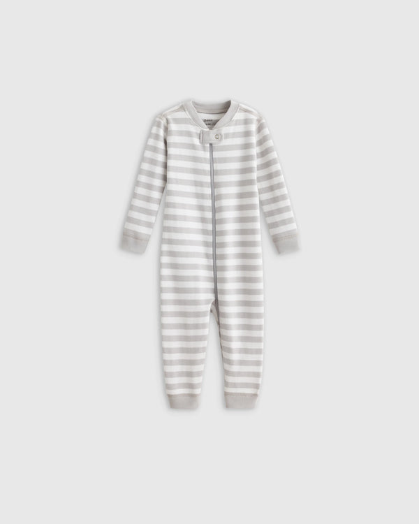 100% Organic Cotton One Piece Pajama - 0-3M / Navy Stripe