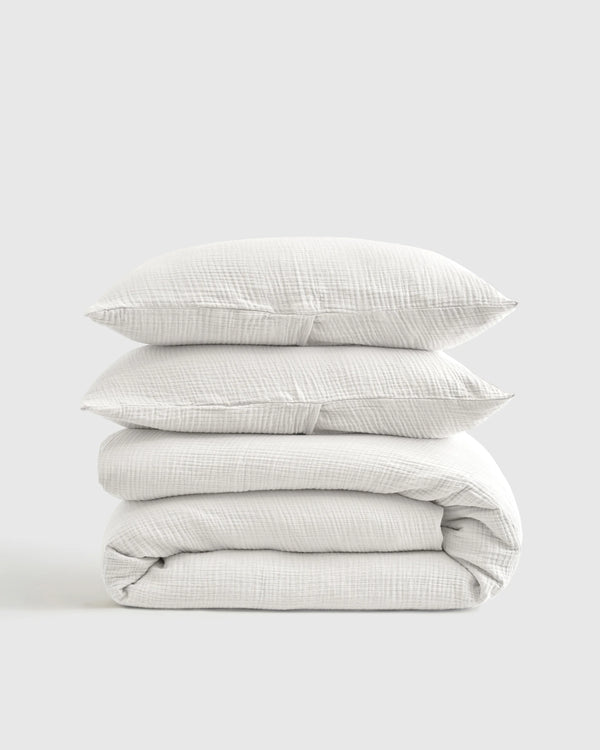 Organic Cotton Gauze Duvet Cover Set - Twin / Dried Sage