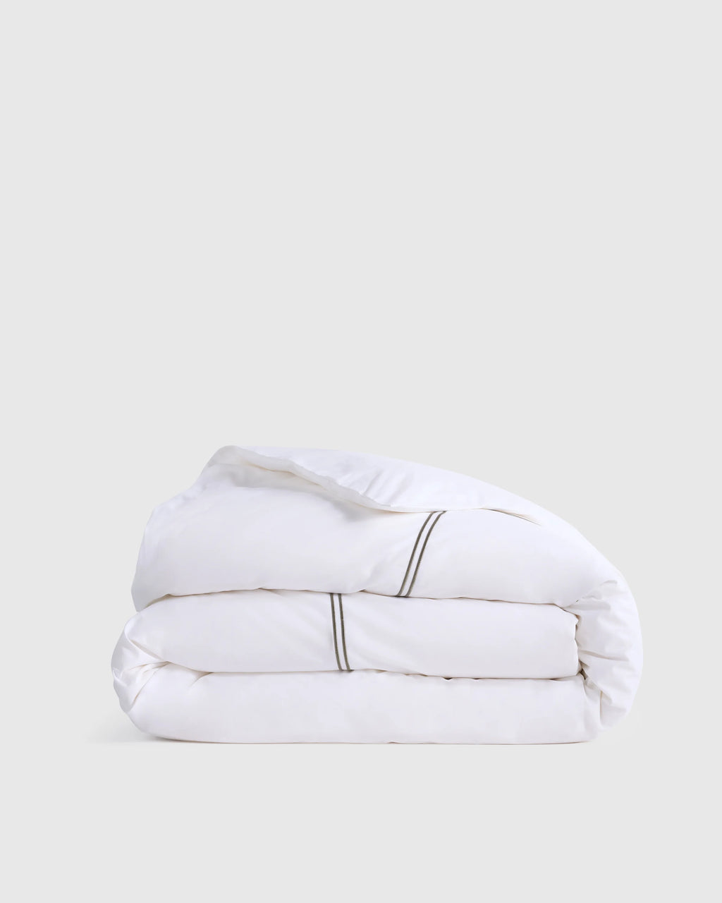 Organic Crisp Percale Embellished Duvet Cover - Twin / White/Navy