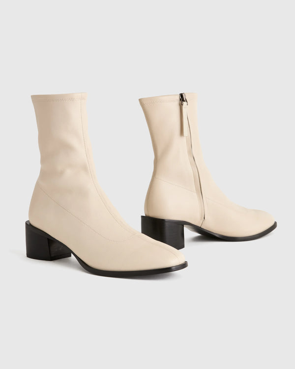 Italian Leather Stretch Sock Bootie - 5 / Black