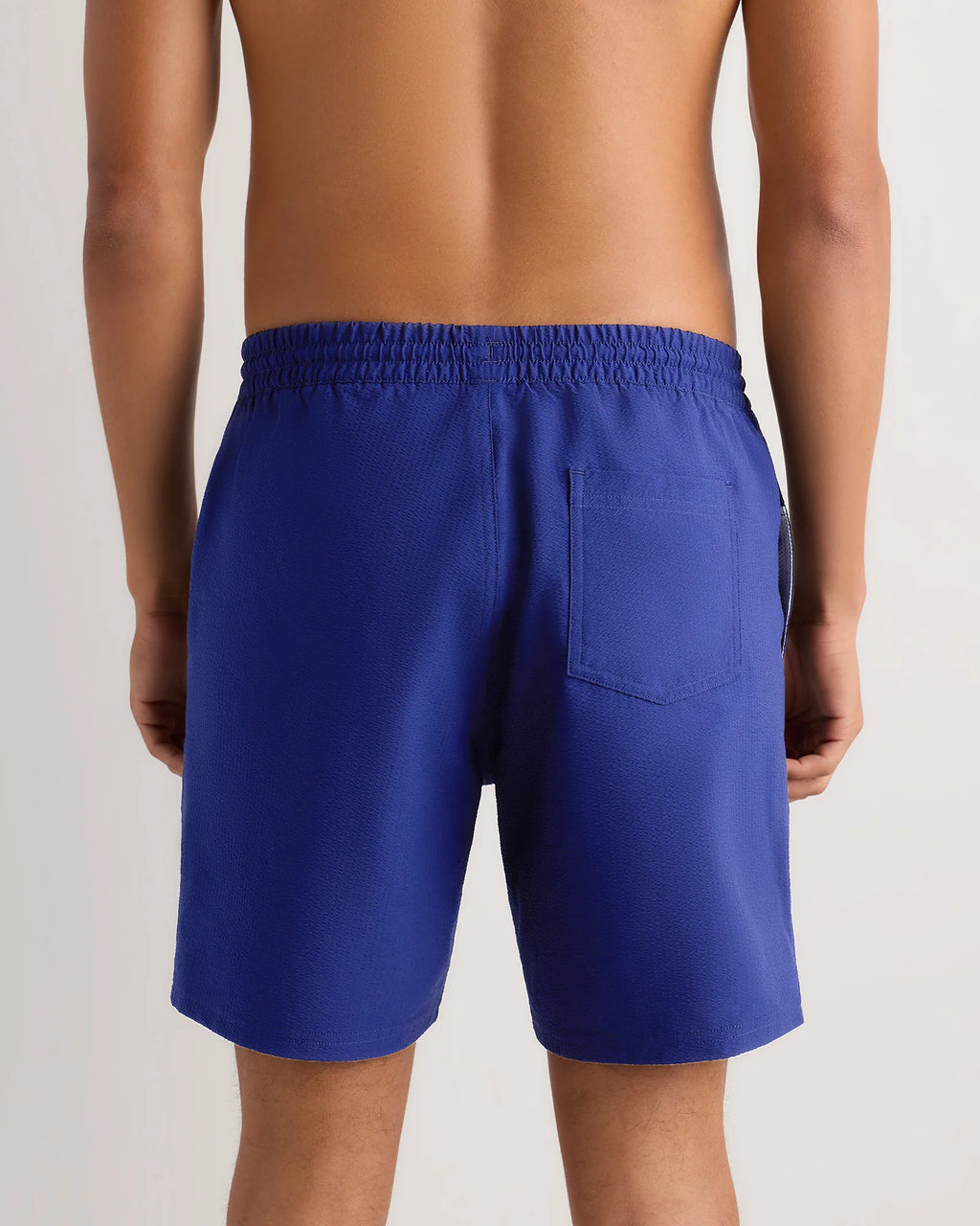 Seersucker Swim Trunks - 7" - S / Navy Seersucker