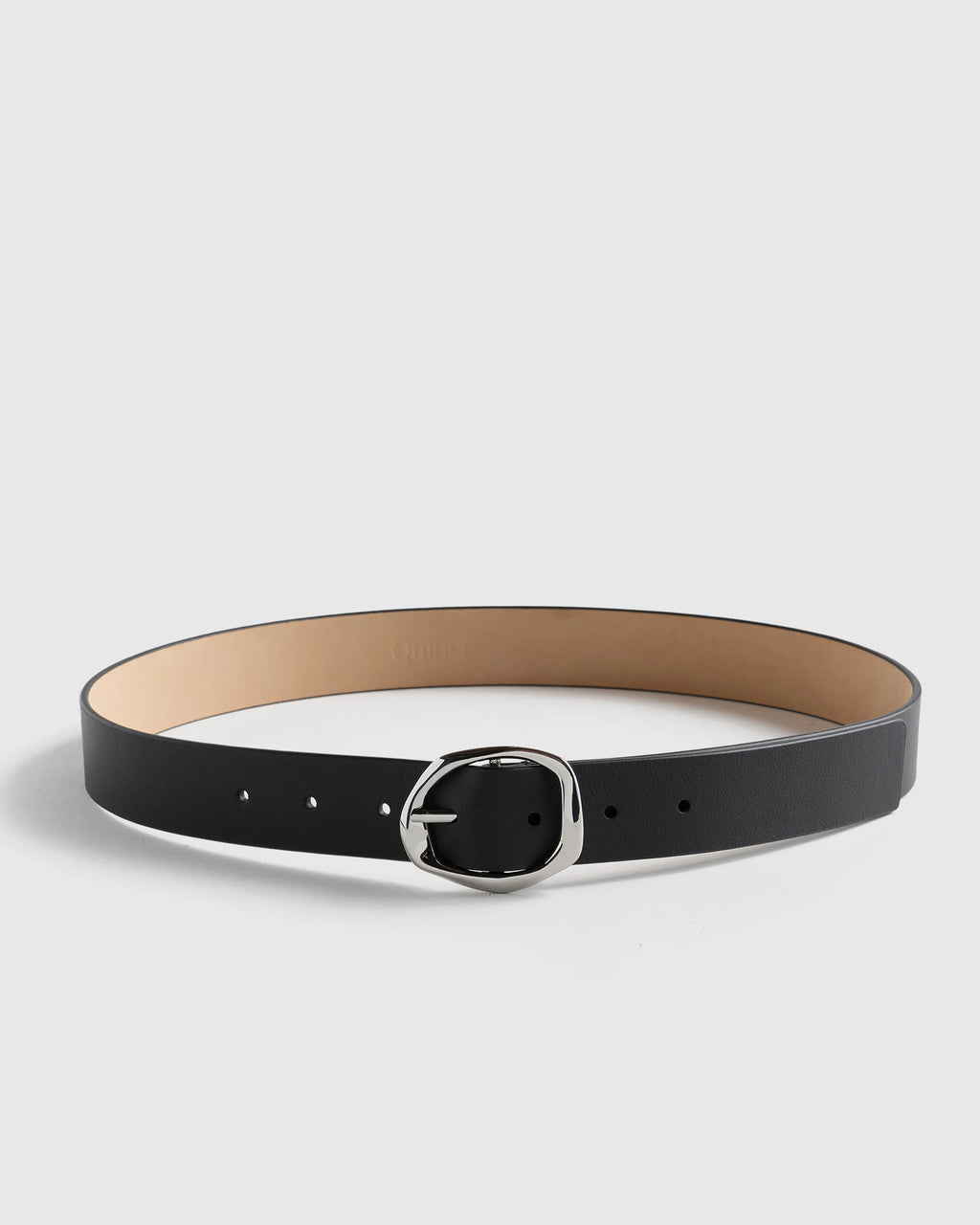 Zoe Sculptural European Leather Belt - XS / Black/Silver