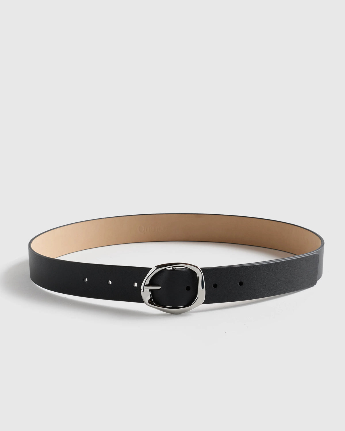Zoe Sculptural European Leather Belt - XS / Black/Silver Main image