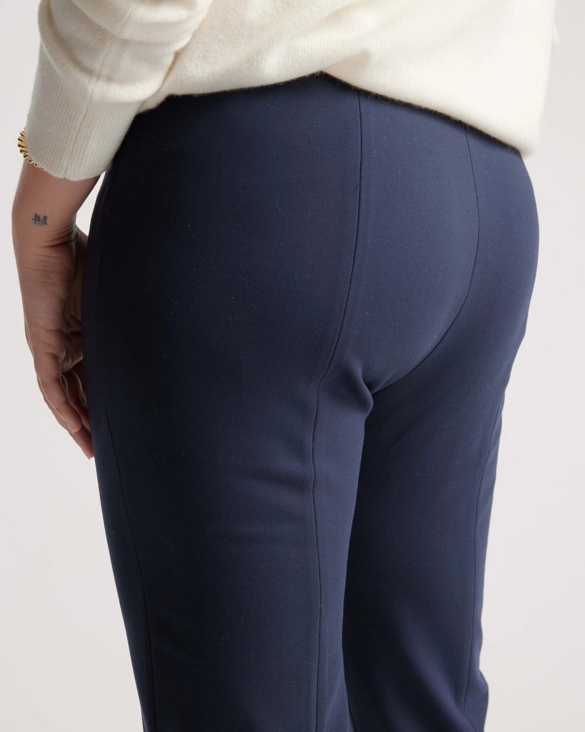 Ultra-Stretch Ponte Pintuck Ankle Pants - XS / Ecru