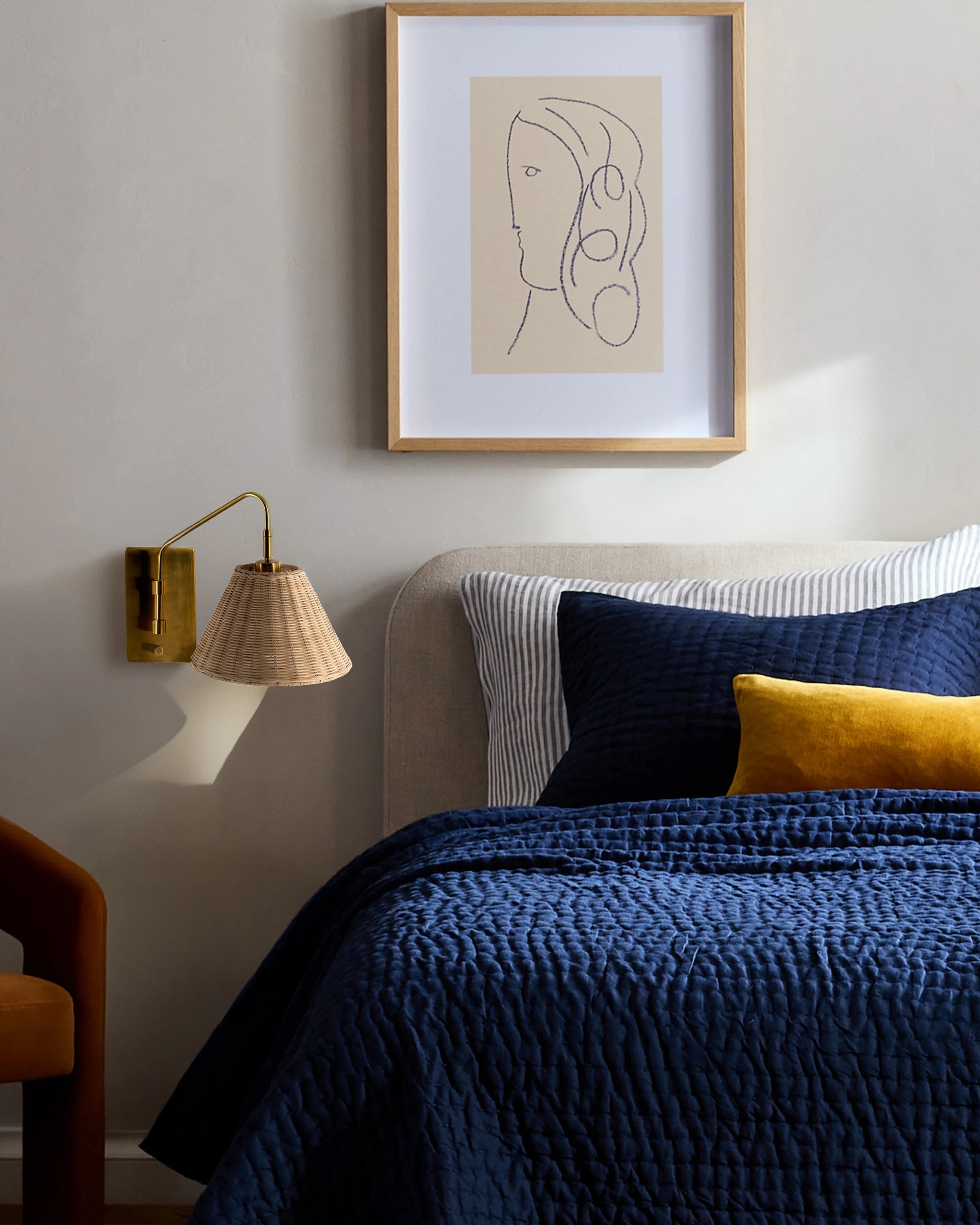 Articulating Sconce with Rattan Shade - One Size / Brass Secondary image