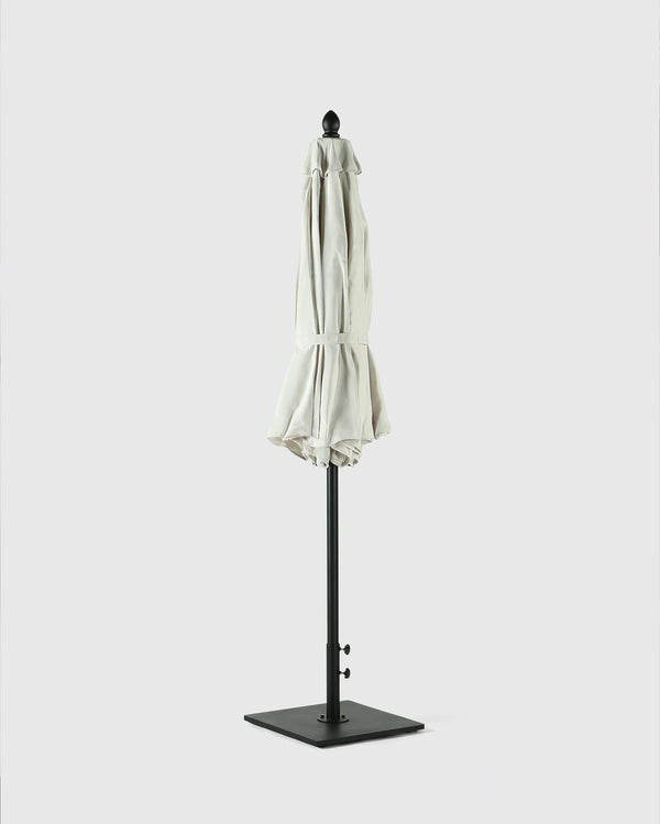 9' Round Sunbrella Outdoor Umbrella and Base - One Size / Natural/Black