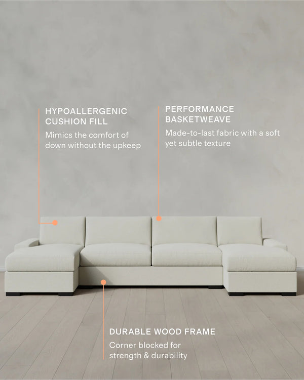 Stillman U Sectional in Performance Basketweave - One Size / Flax
