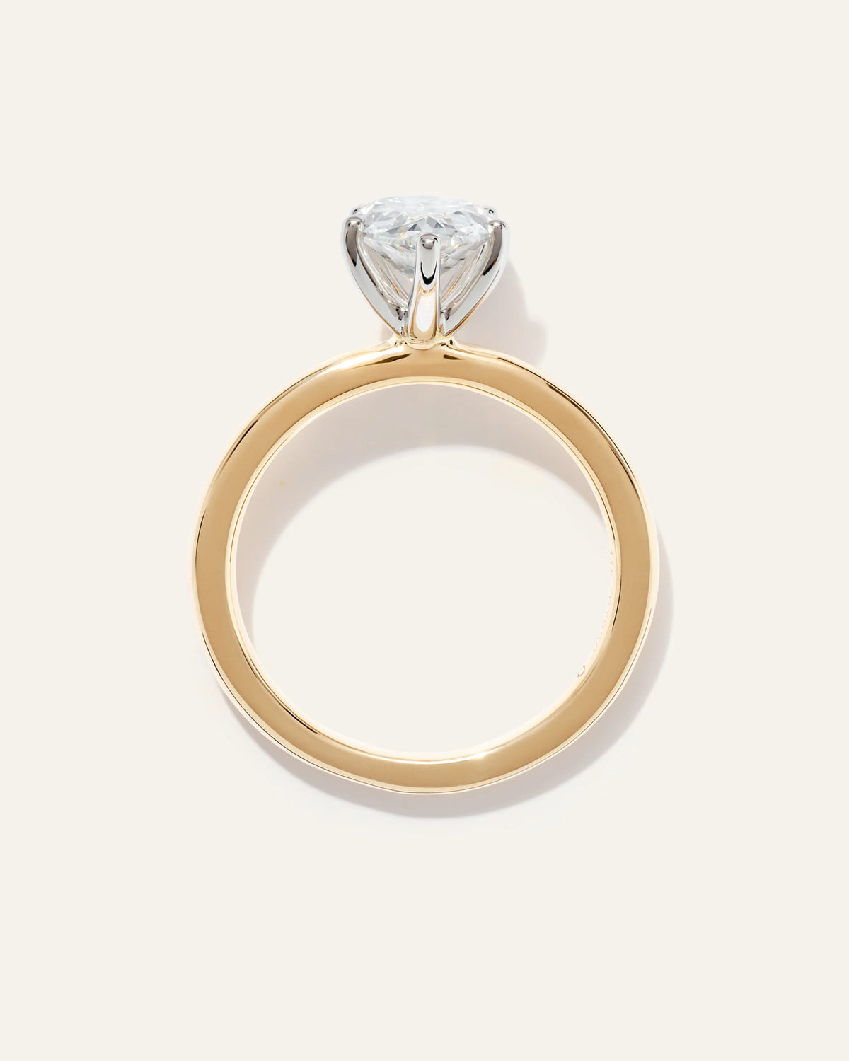 Lab Grown Diamond Pear Comfort Fit Engagement Ring - 2ct - 4 / Yellow Gold