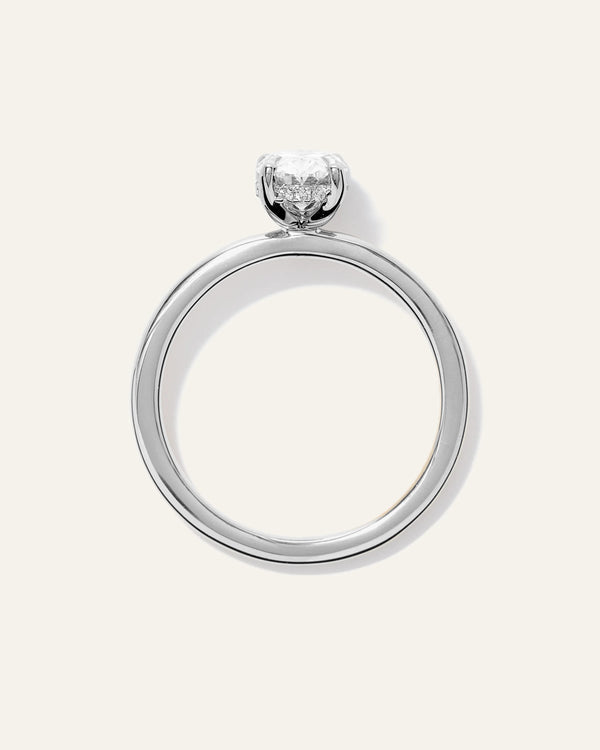 Lab Grown Diamond Oval Petite Hidden Halo Engagement Ring - 1ct - 4 / Yellow Gold