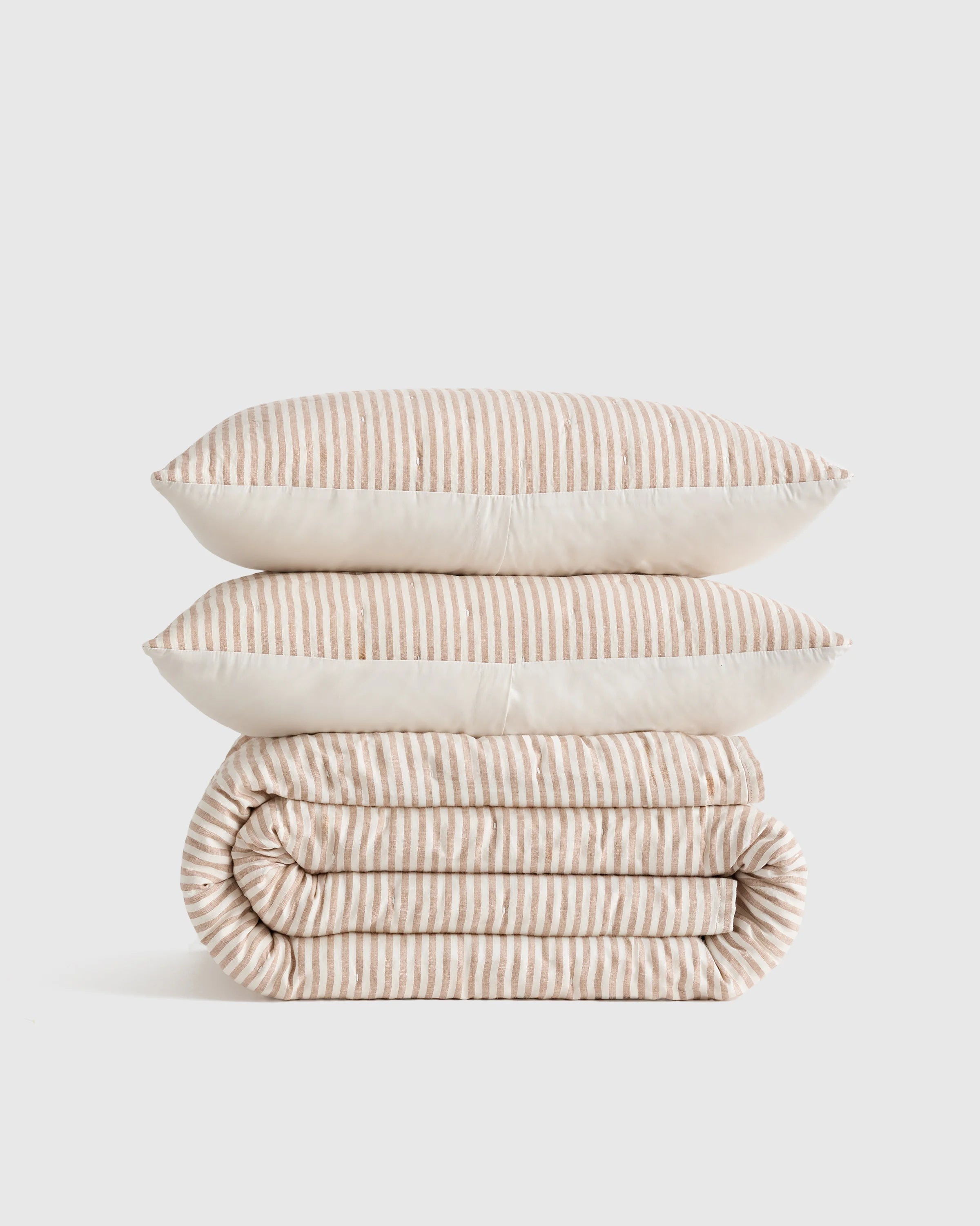 European Linen Patterned Quilt Set - Twin / Willowleaf Gingham Secondary image