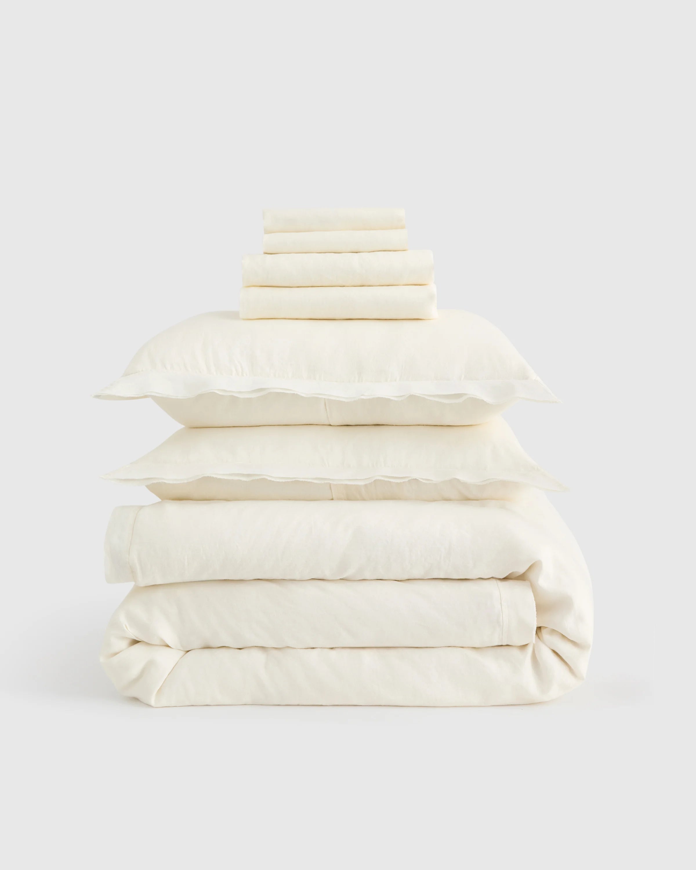European Linen Double Flange Deluxe Bedding Bundle - Twin / White Secondary image