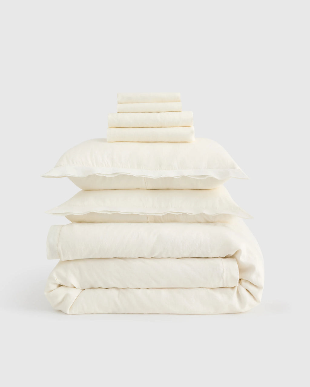 European Linen Double Flange Deluxe Bedding Bundle - Twin / White