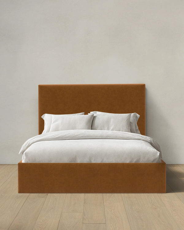 Square Bed in Performance Velvet - Full / Butterscotch